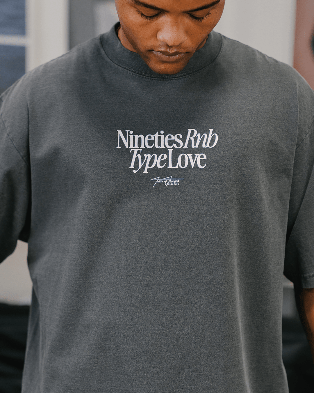 Nineties Rnb Type Love Oversized Shadow Tee - trainofthoughtcollective