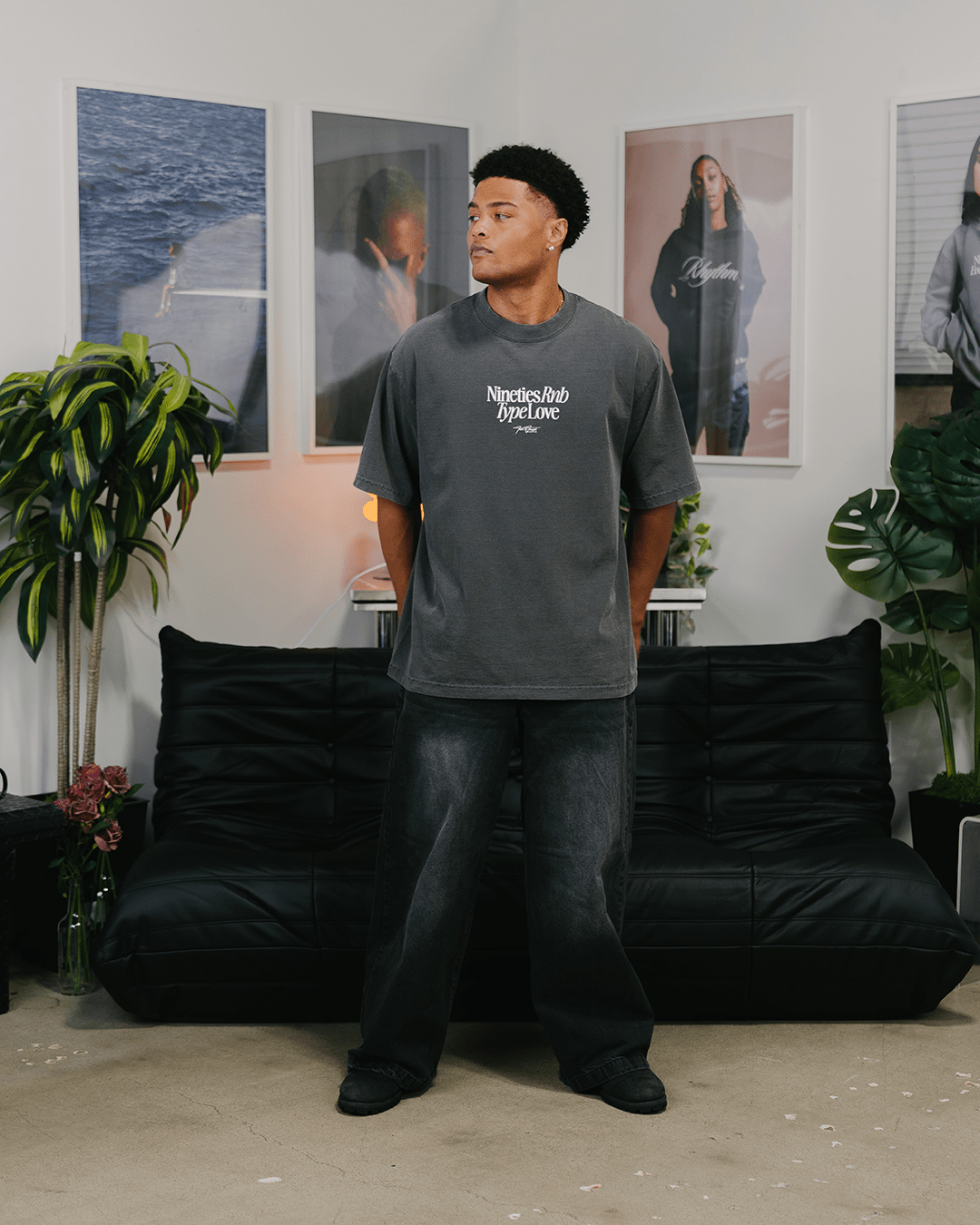 Nineties Rnb Type Love Oversized Shadow Tee - trainofthoughtcollective