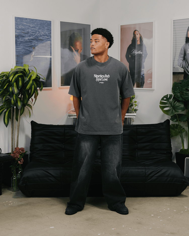 Nineties Rnb Type Love Oversized Shadow Tee - trainofthoughtcollective