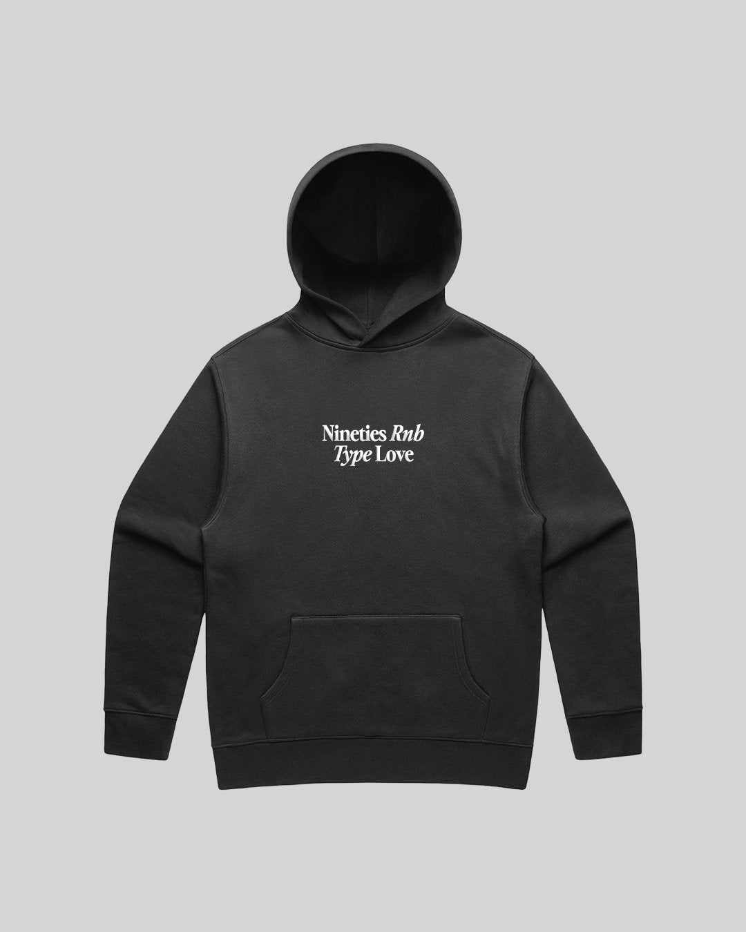 Nineties Rnb Type Love Relaxed Faded Black Hoodie - trainofthoughtcollective