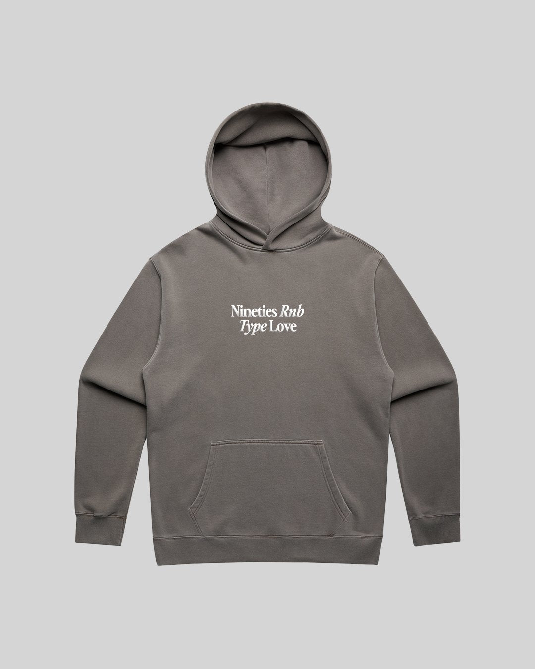 Nineties Rnb Type Love Relaxed Faded Grey Hoodie - trainofthoughtcollective