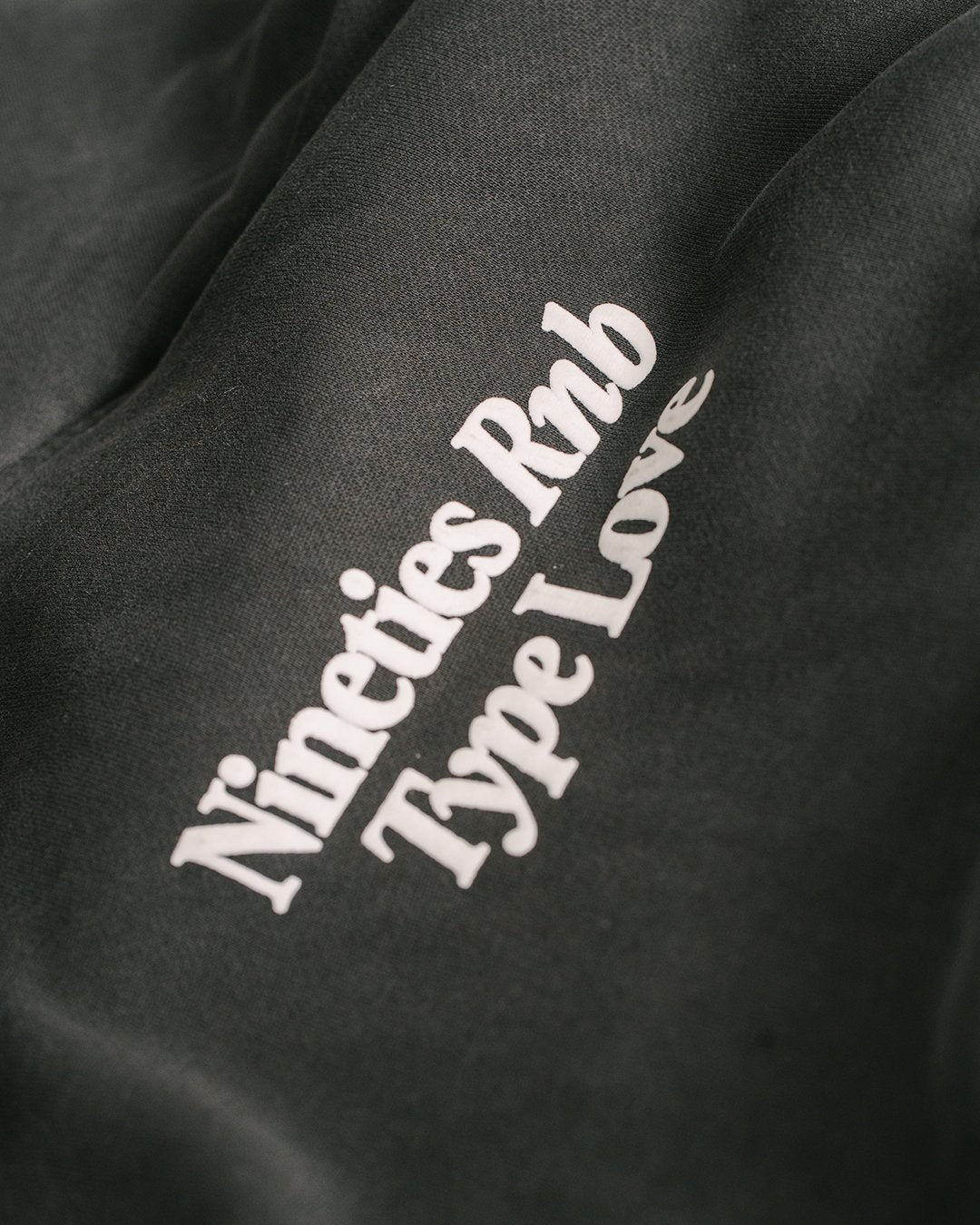 Nineties Rnb Type Love Relaxed Faded Grey Hoodie - trainofthoughtcollective