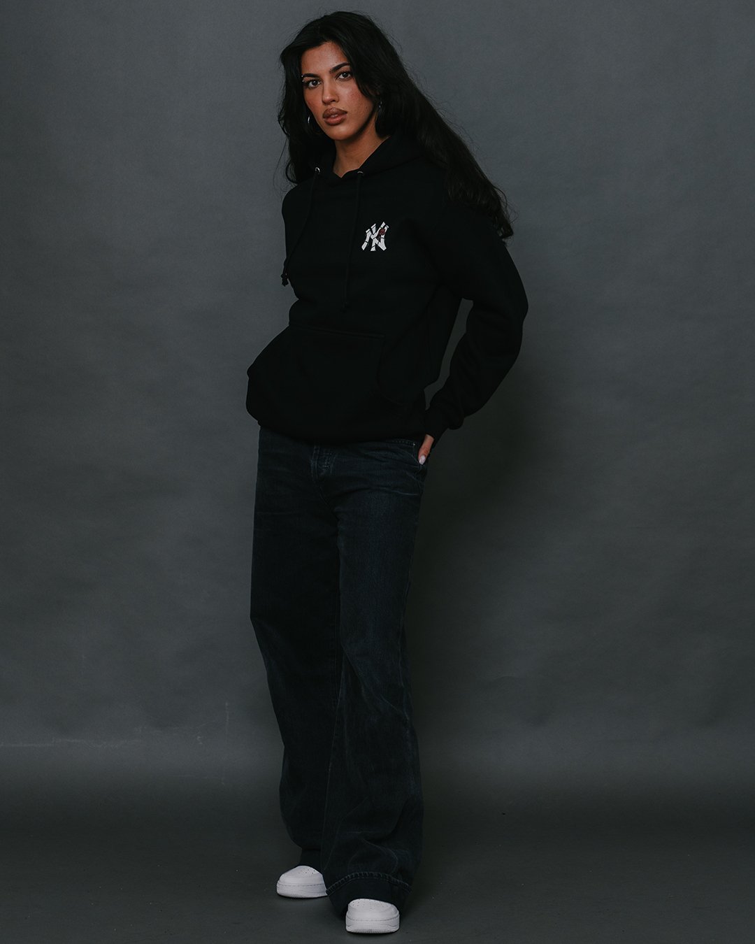 NY City Rose Black Hoodie - trainofthoughtcollective