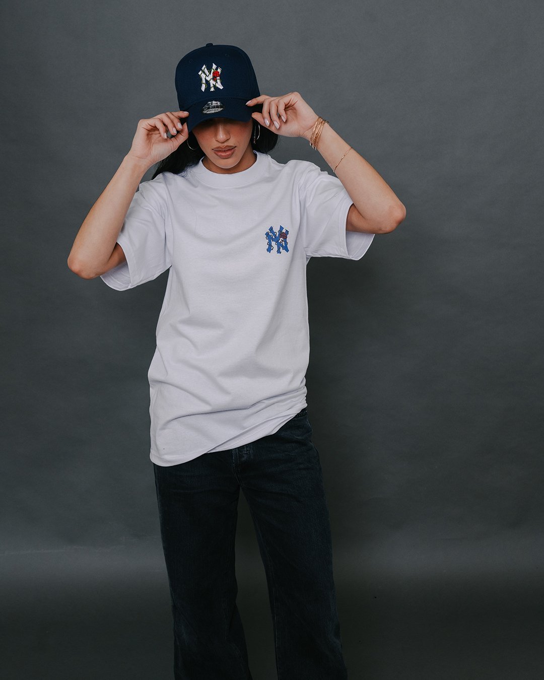 NY City Rose New Era | Snapback - trainofthoughtcollective #color_navy-blue