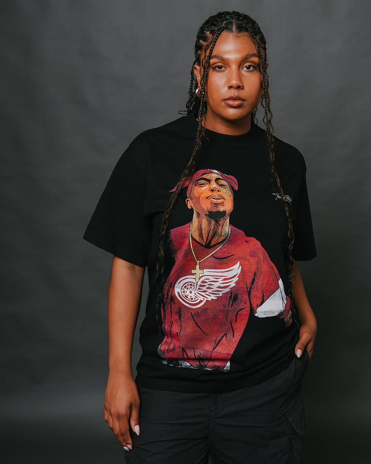 Pac Spit Big Face Black Shirt - trainofthoughtcollective