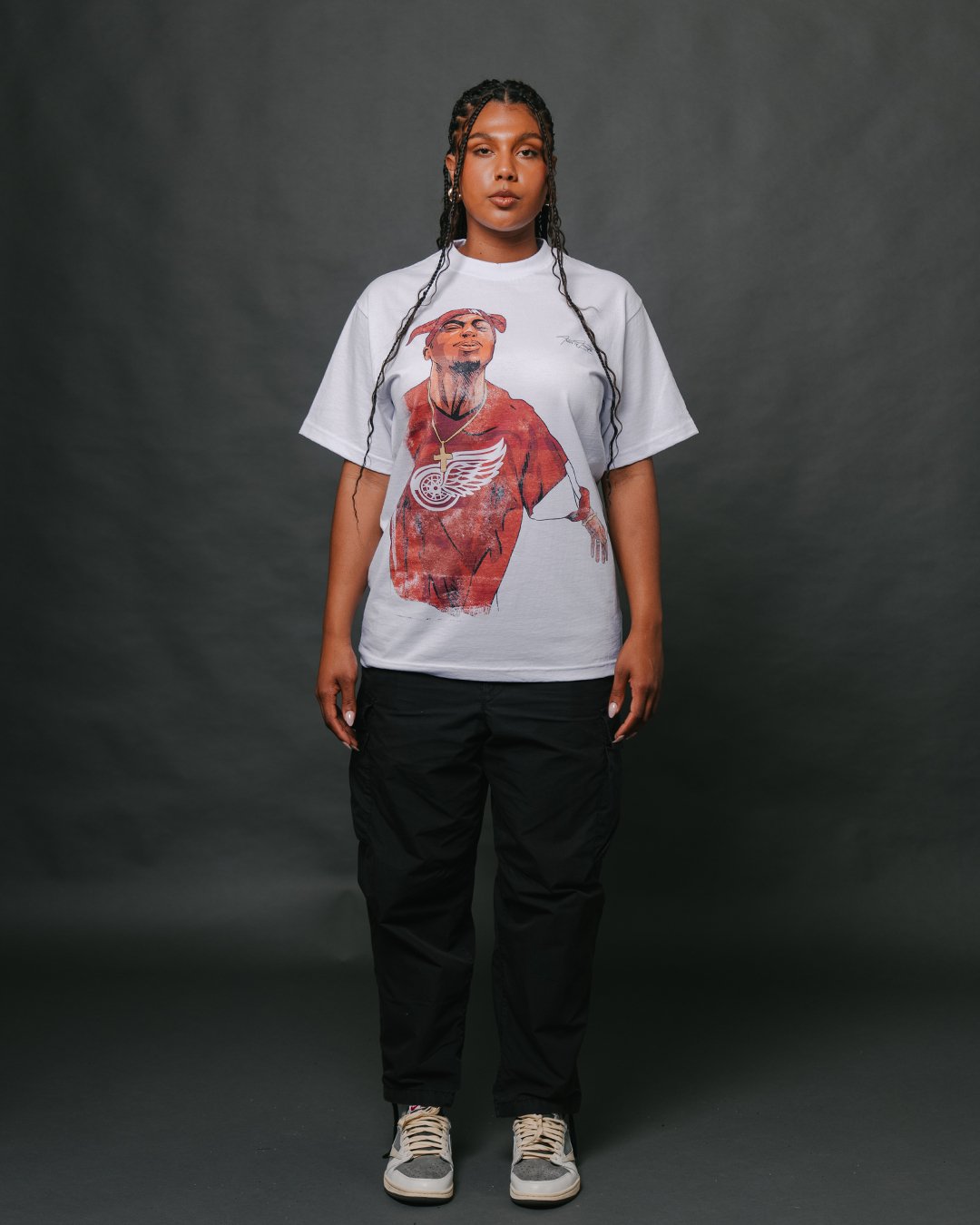 Pac Spit Big Face White Shirt - trainofthoughtcollective