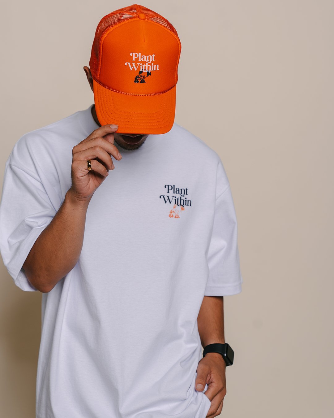 Plant Within | 5 Panel Trucker Hat - trainofthoughtcollective #color_orange
