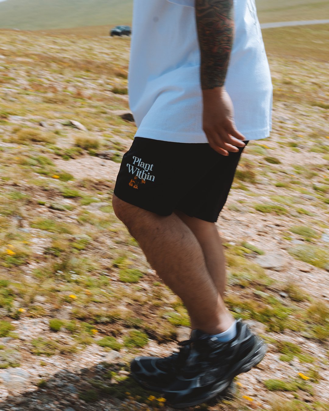 Plant Within Black Swim Shorts 17" - trainofthoughtcollective