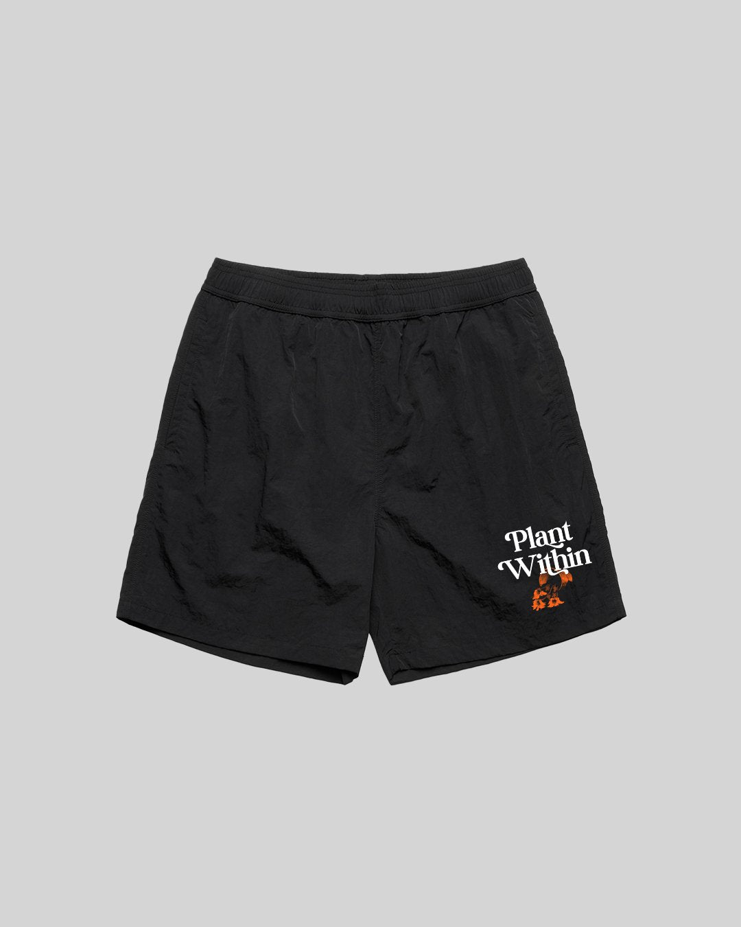 Plant Within Black Swim Shorts 17" - trainofthoughtcollective