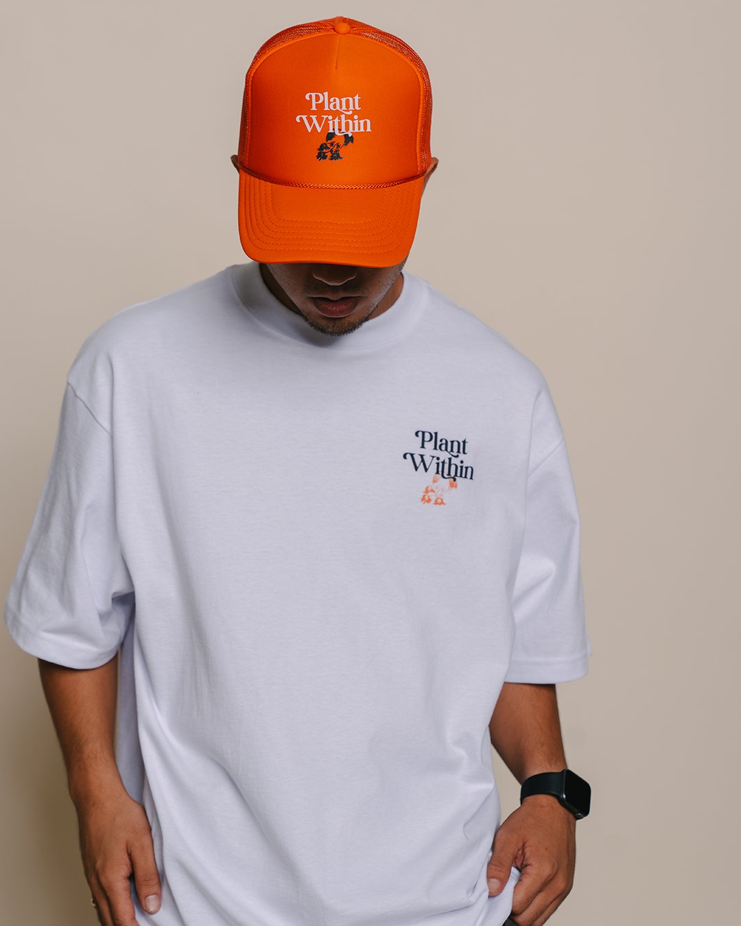 Plant Within Orange 5 Panel Trucker Hat - trainofthoughtcollective