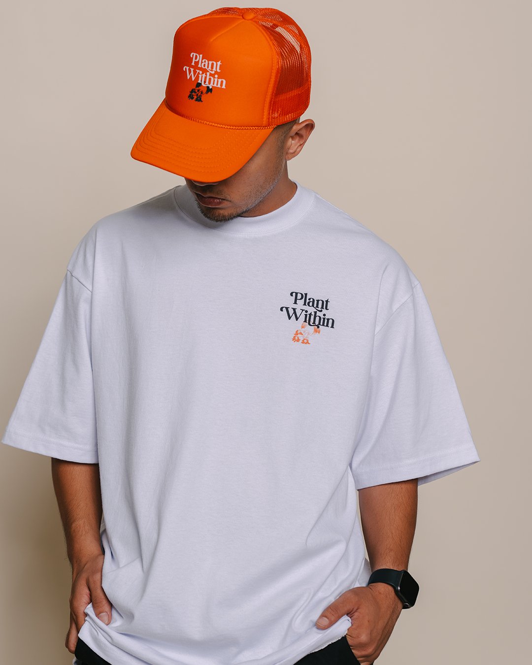 Plant Within Orange 5 Panel Trucker Hat - trainofthoughtcollective