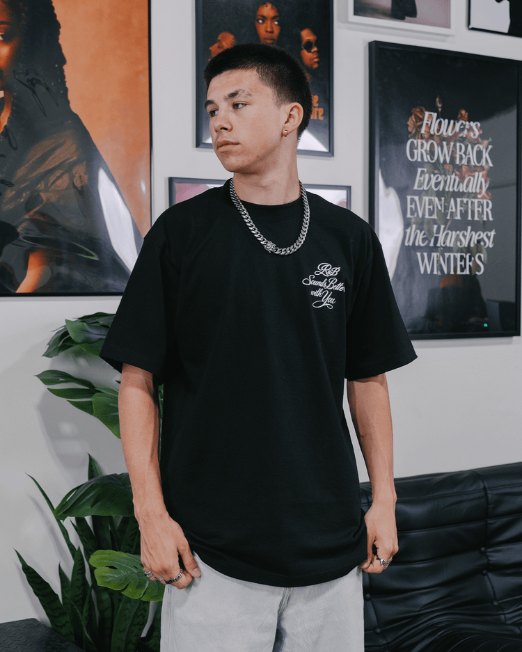 R&B with You | Heavyweight Black Graphic Tee - trainofthoughtcollective