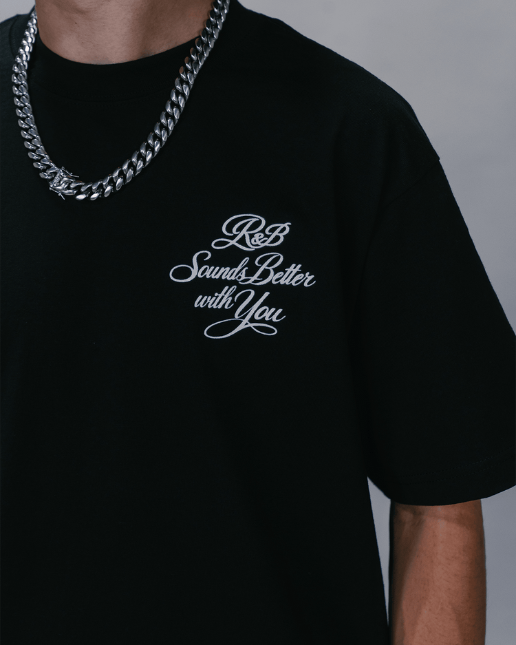 R&B with You | Heavyweight Black Graphic Tee - trainofthoughtcollective