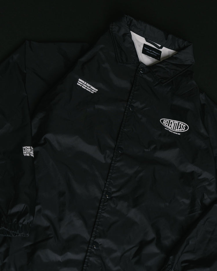 Relentless V1 Coach Black Jacket - trainofthoughtcollective