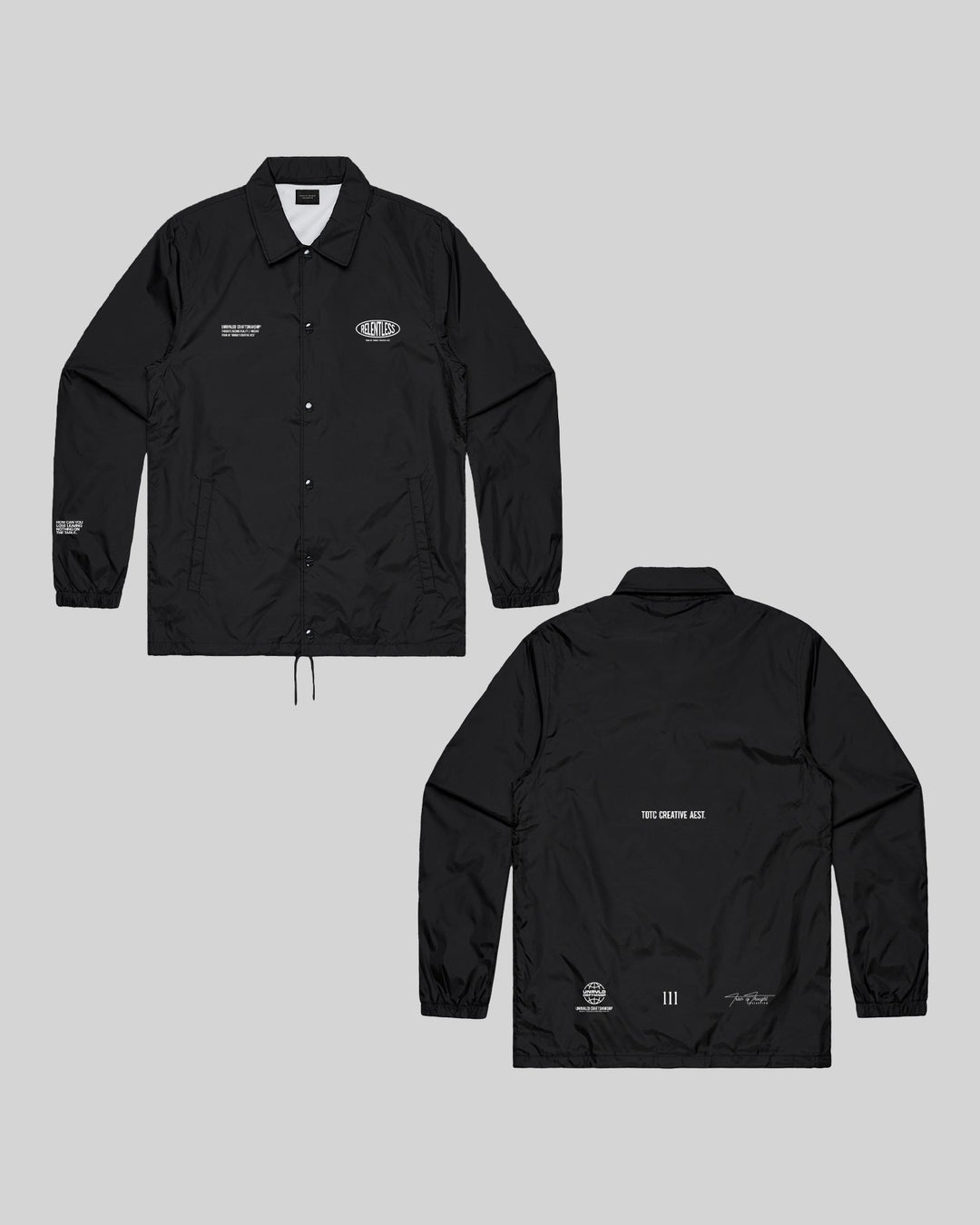 Relentless V1 Coach Black Jacket - trainofthoughtcollective