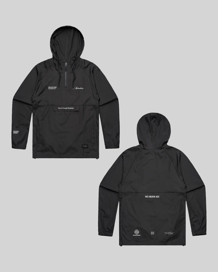 Relentless V1 Premium Black Windbreaker - trainofthoughtcollective