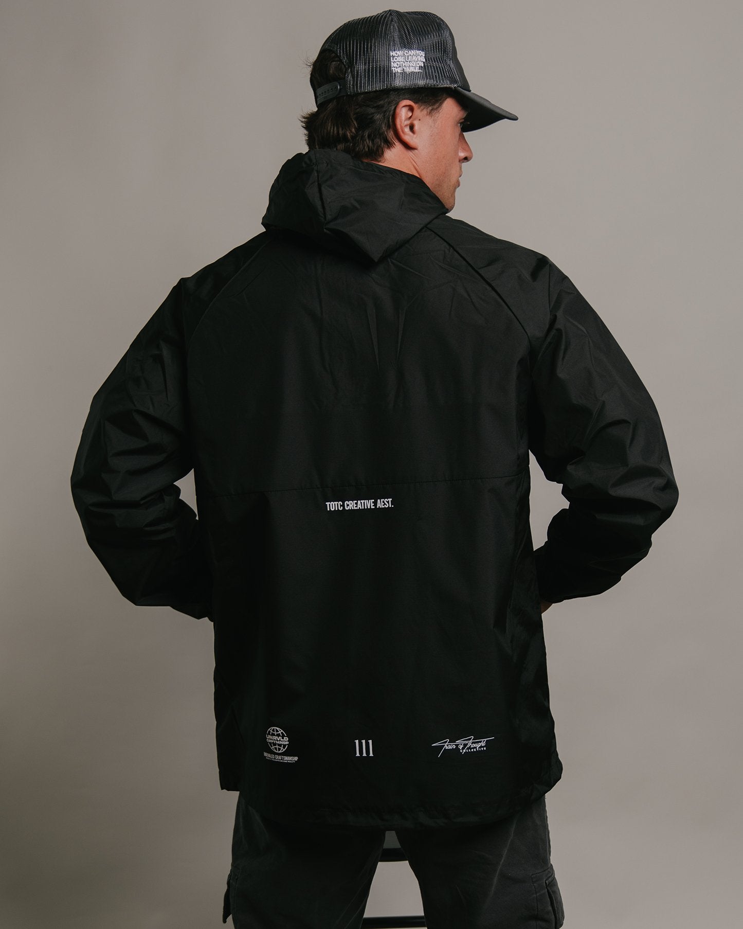 Relentless V1 Premium Black Windbreaker - trainofthoughtcollective