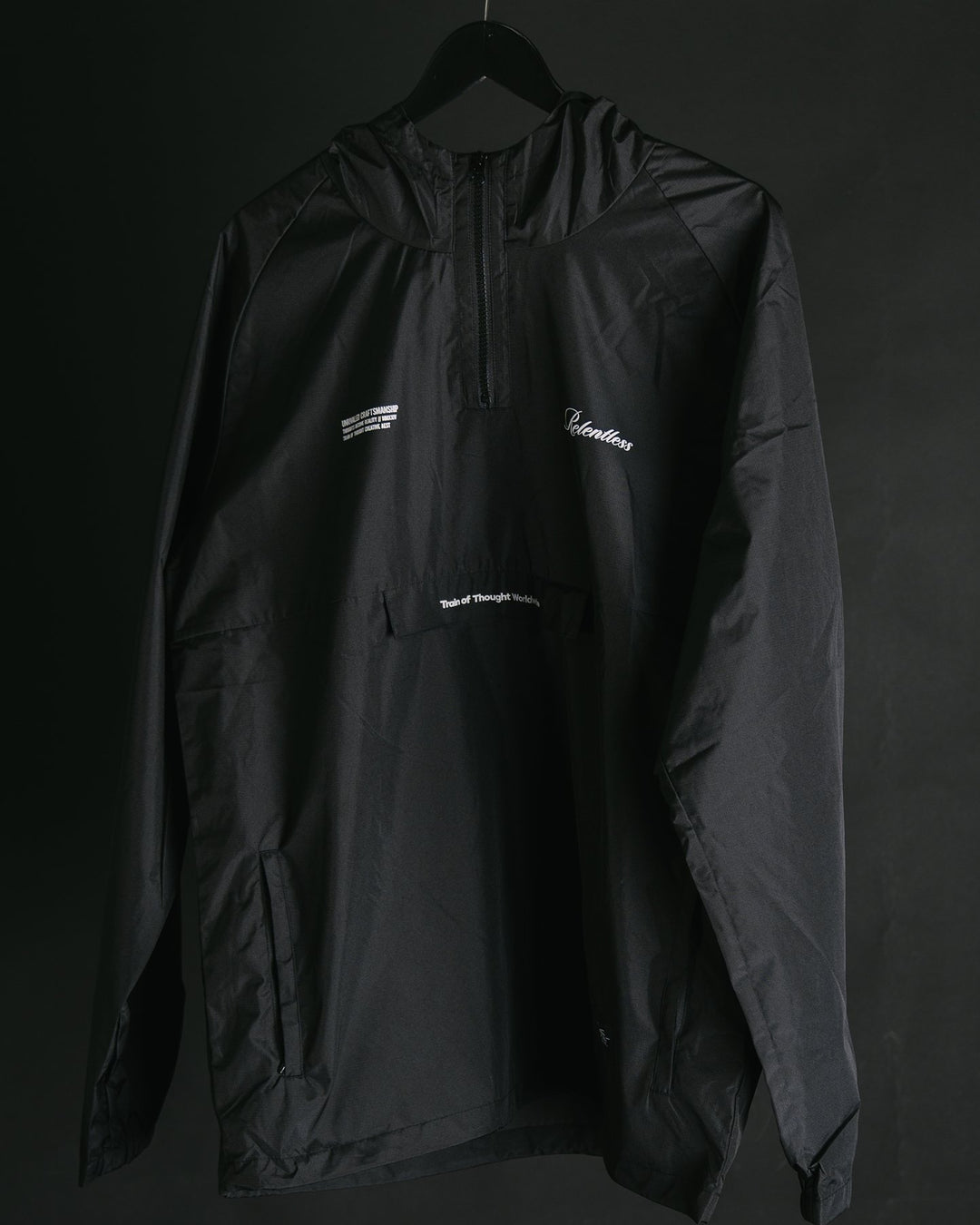 Relentless V1 Premium Black Windbreaker - trainofthoughtcollective