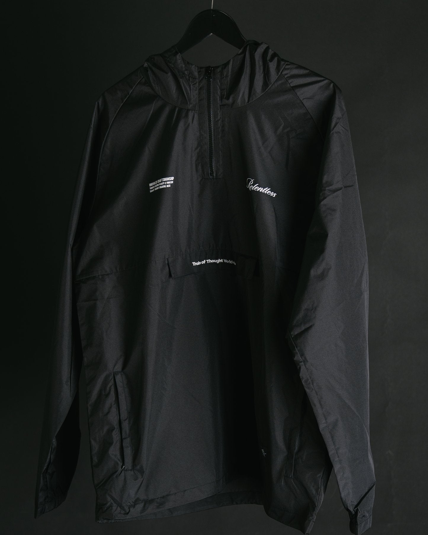 Relentless V1 Premium Black Windbreaker - trainofthoughtcollective