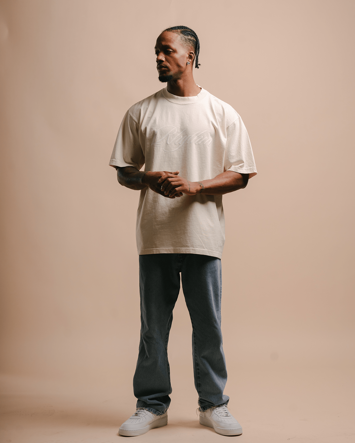 Rhythm Oversized Cream Tee - trainofthoughtcollective