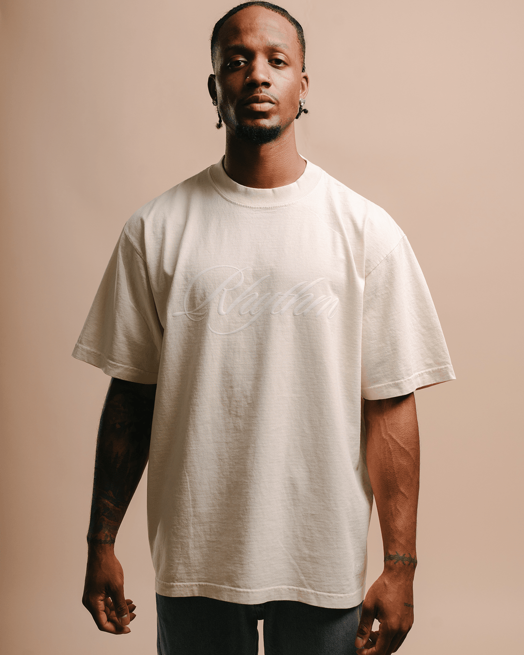 Rhythm Oversized Cream Tee - trainofthoughtcollective