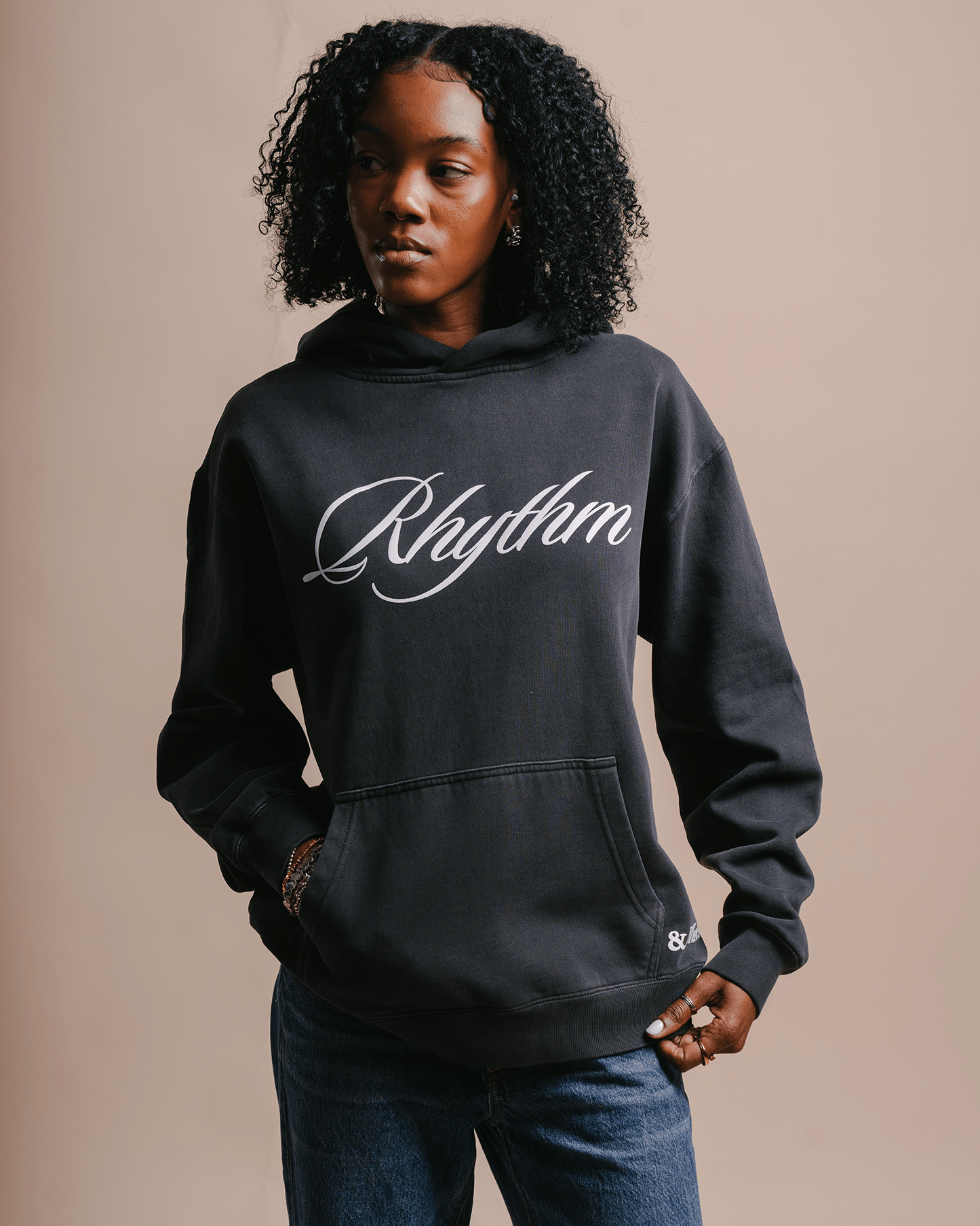 Rhythm Relaxed Faded Black Hoodie - trainofthoughtcollective