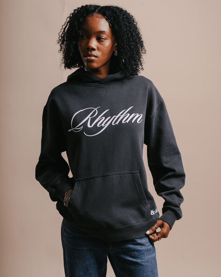 Rhythm Relaxed Faded Black Hoodie - trainofthoughtcollective