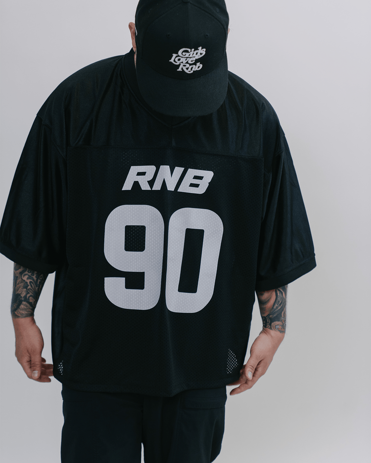 Rnb Every Morning V1 Cropped Black Football Jersey - trainofthoughtcollective