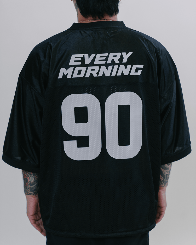 Rnb Every Morning V1 Cropped Black Football Jersey - trainofthoughtcollective
