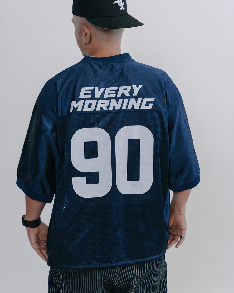 Rnb Every Morning V1 Cropped Blue Football Jersey - trainofthoughtcollective
