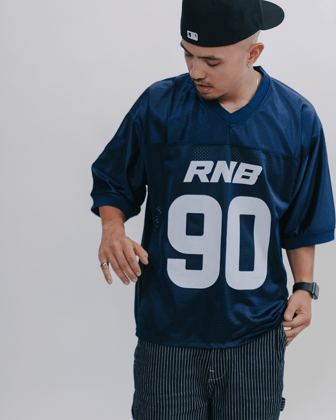 Rnb Every Morning V1 Cropped Blue Football Jersey - trainofthoughtcollective