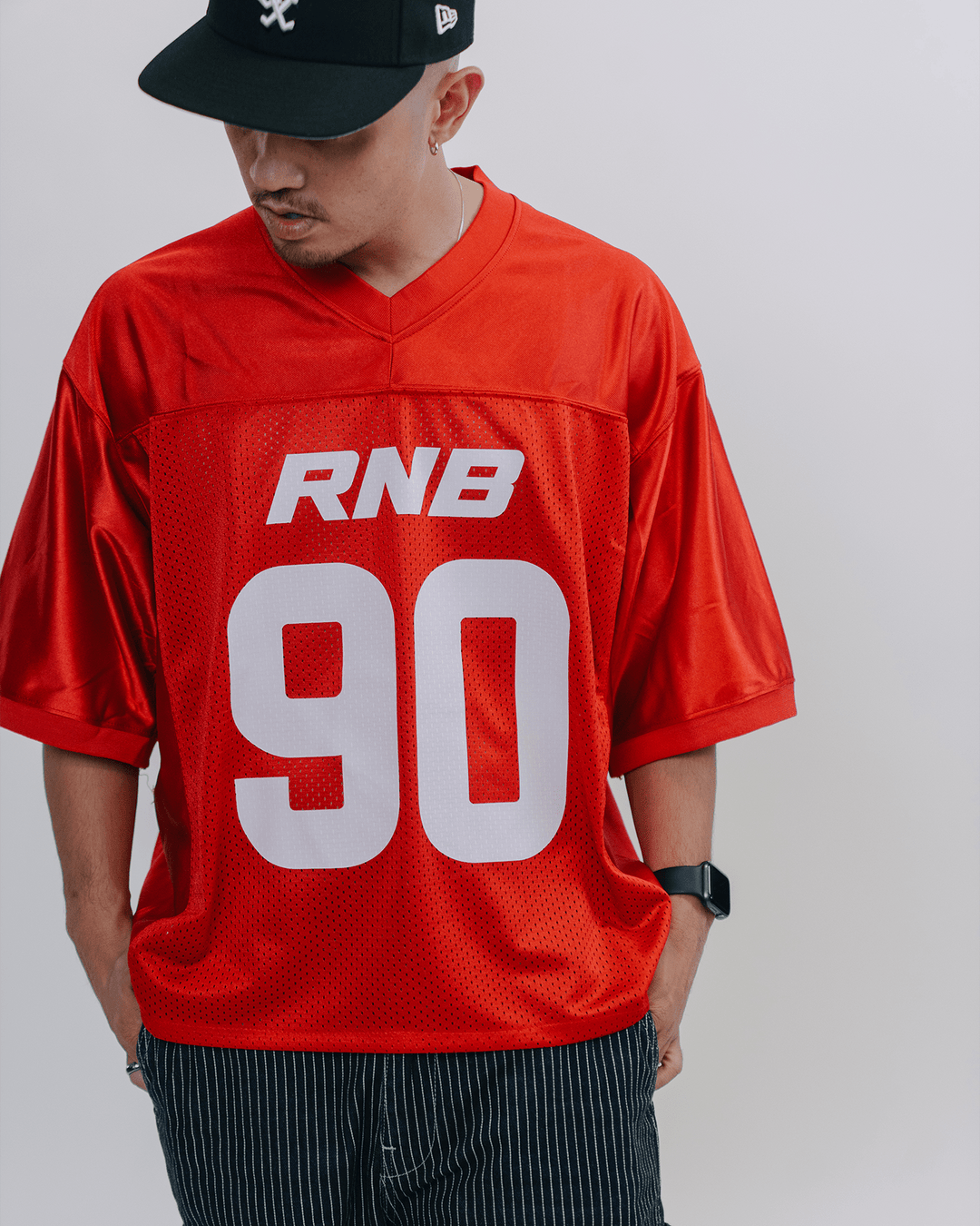 Rnb Every Morning V1 Cropped Red Football Jersey - trainofthoughtcollective