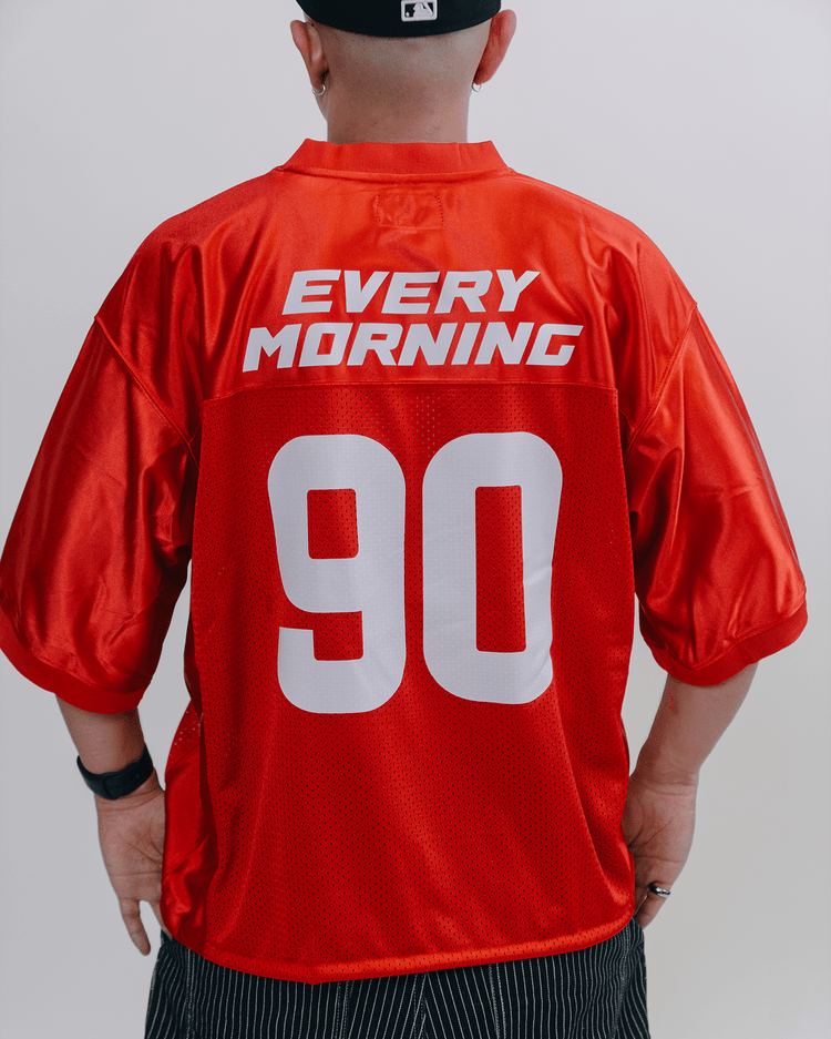 Rnb Every Morning V1 Cropped Red Football Jersey - trainofthoughtcollective