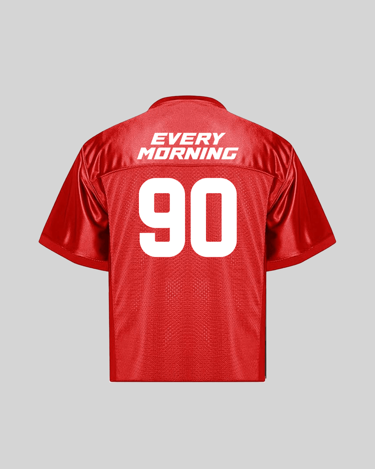 Rnb Every Morning V1 Cropped Red Football Jersey - trainofthoughtcollective