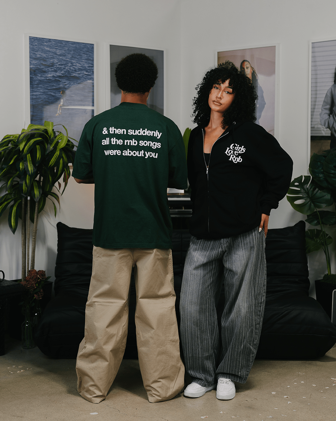 Rnb Songs Oversized Green Tee - trainofthoughtcollective