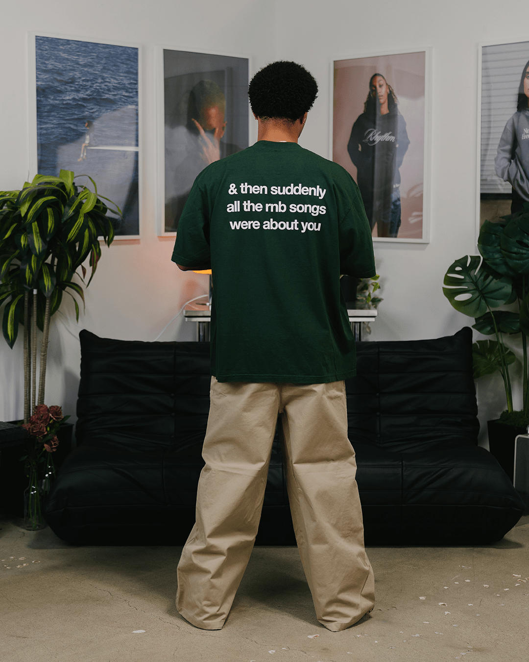 Rnb Songs Oversized Green Tee - trainofthoughtcollective