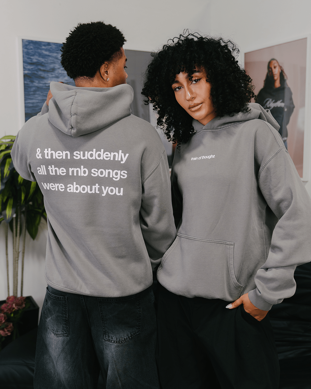 Rnb Songs Relaxed Faded Grey Hoodie - trainofthoughtcollective