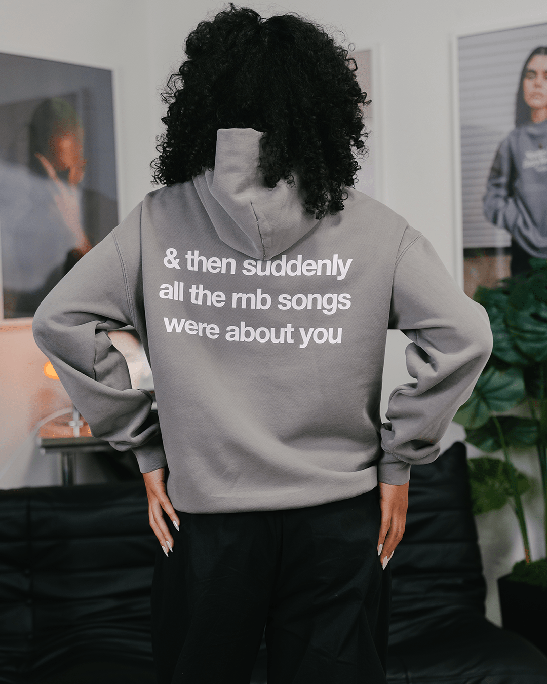 Rnb Songs Relaxed Faded Grey Hoodie - trainofthoughtcollective