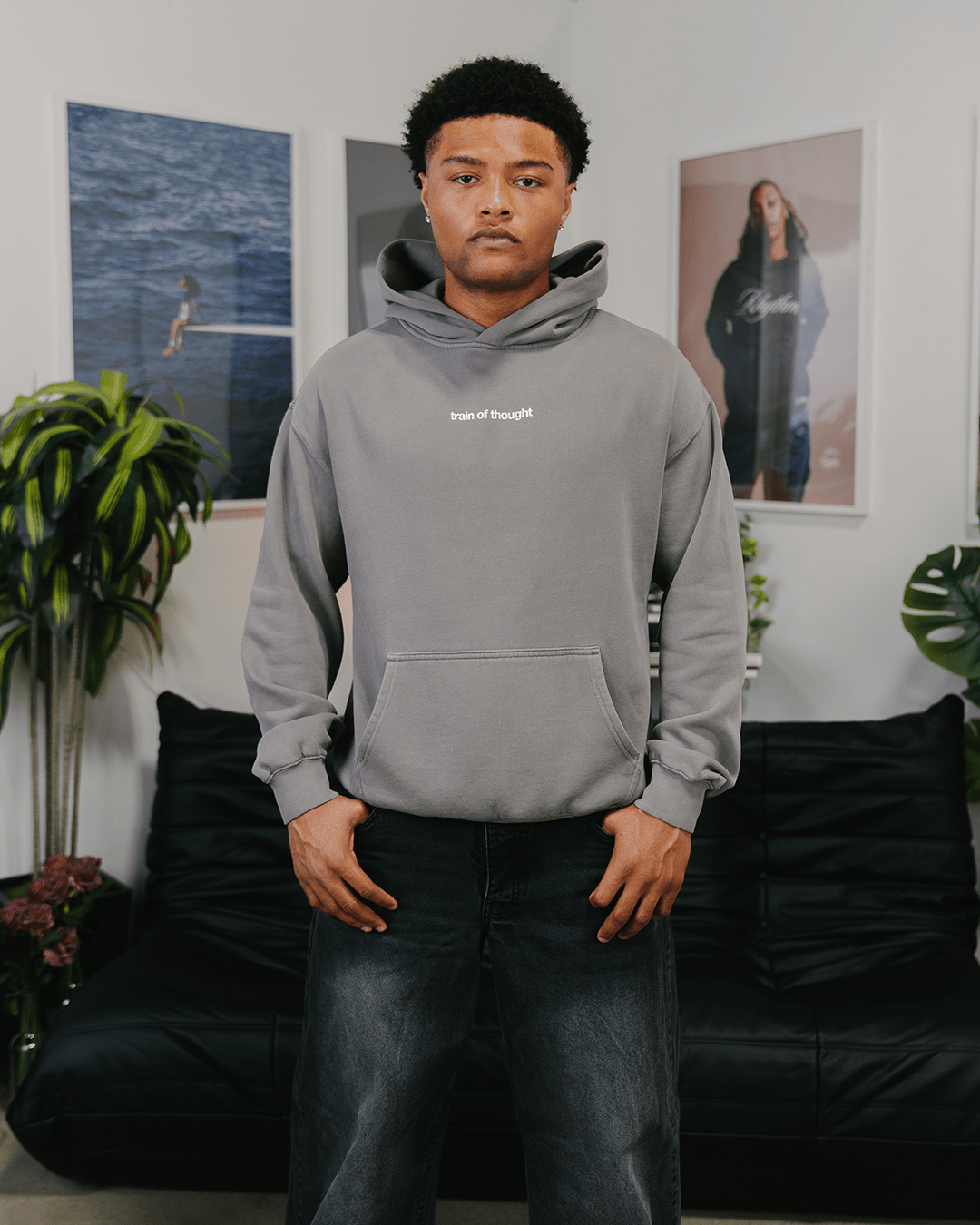 Rnb Songs Relaxed Faded Grey Hoodie - trainofthoughtcollective
