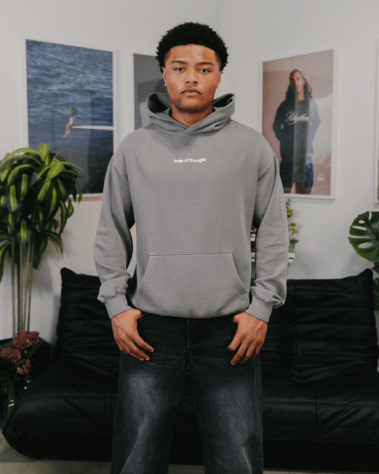 Rnb Songs Relaxed Faded Grey Hoodie - trainofthoughtcollective
