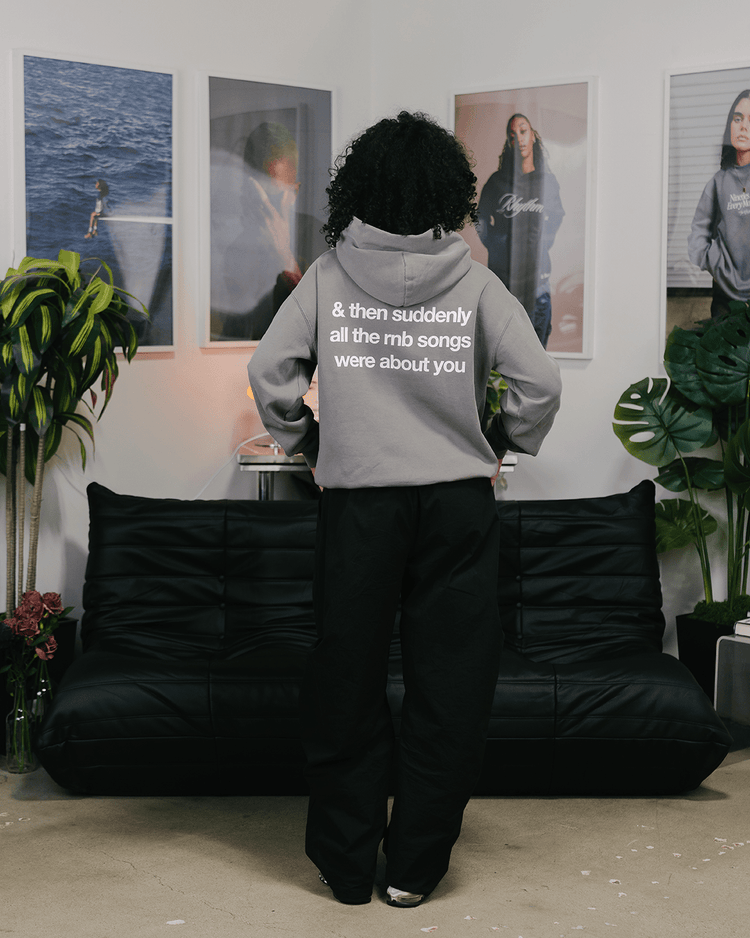 Rnb Songs Relaxed Faded Grey Hoodie - trainofthoughtcollective