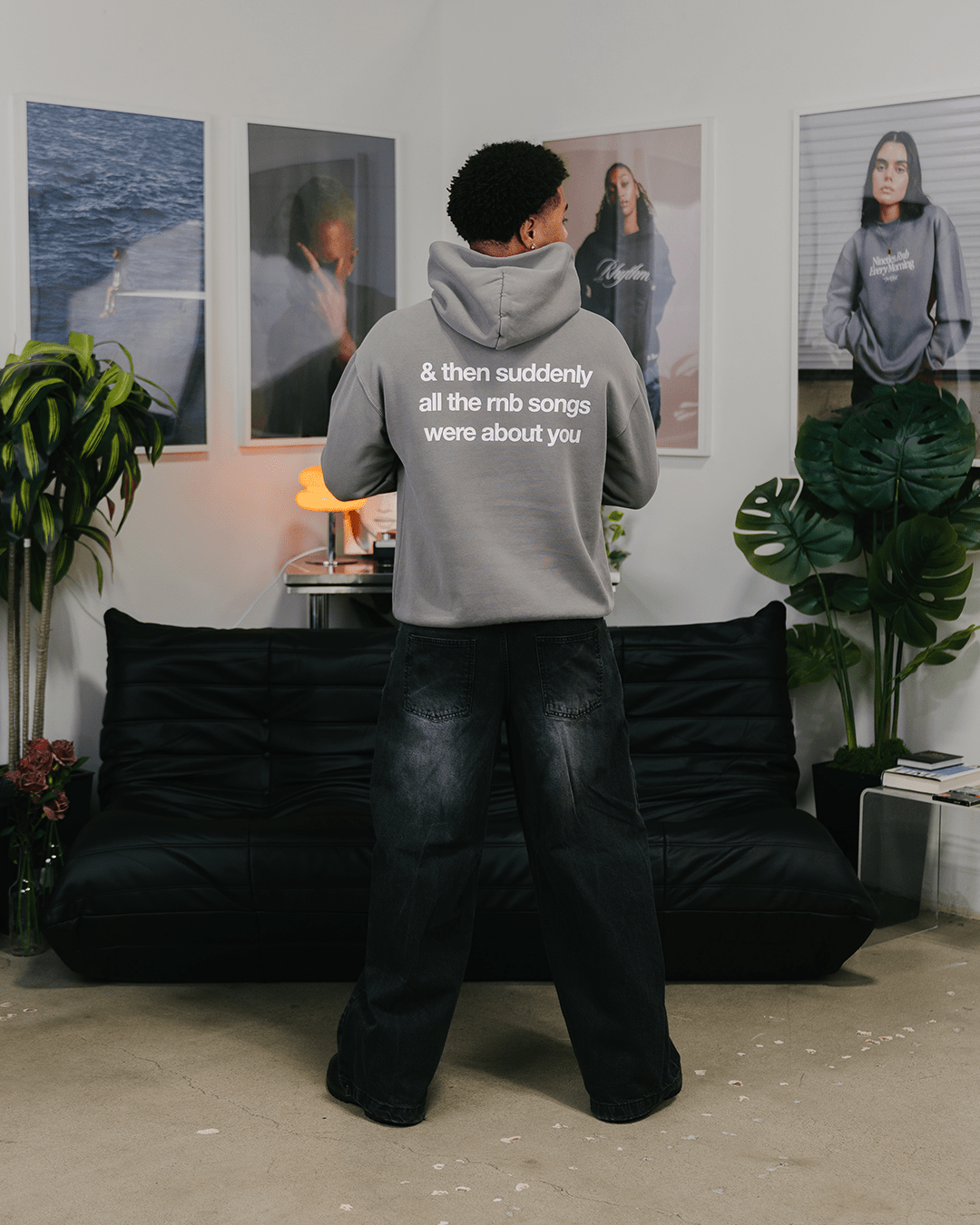 Rnb Songs Relaxed Faded Grey Hoodie - trainofthoughtcollective