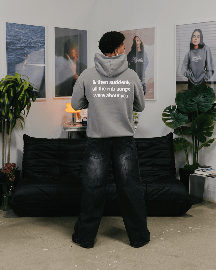 Rnb Songs Relaxed Faded Grey Hoodie - trainofthoughtcollective