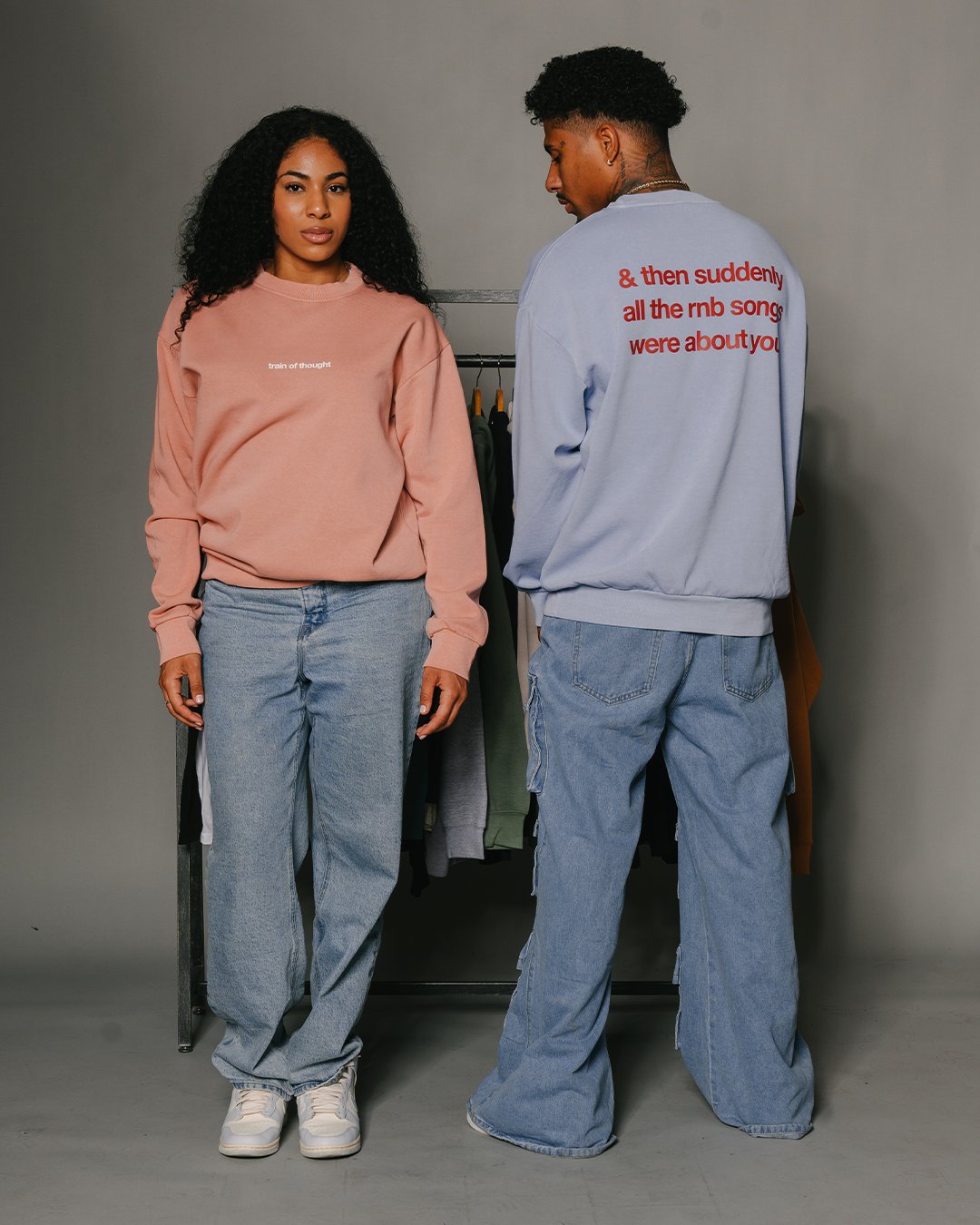 Rnb Songs Salmon Crewneck Sweatshirt - trainofthoughtcollective