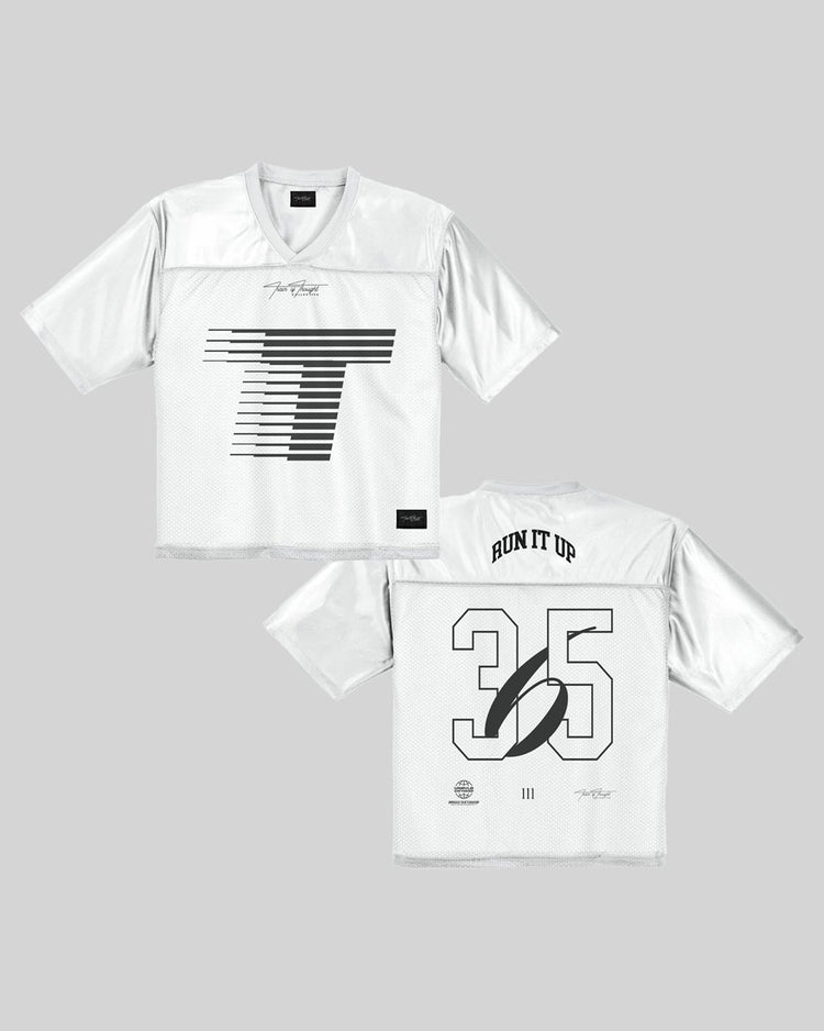 Run it Up 365 White Cropped Football Jersey - trainofthoughtcollective