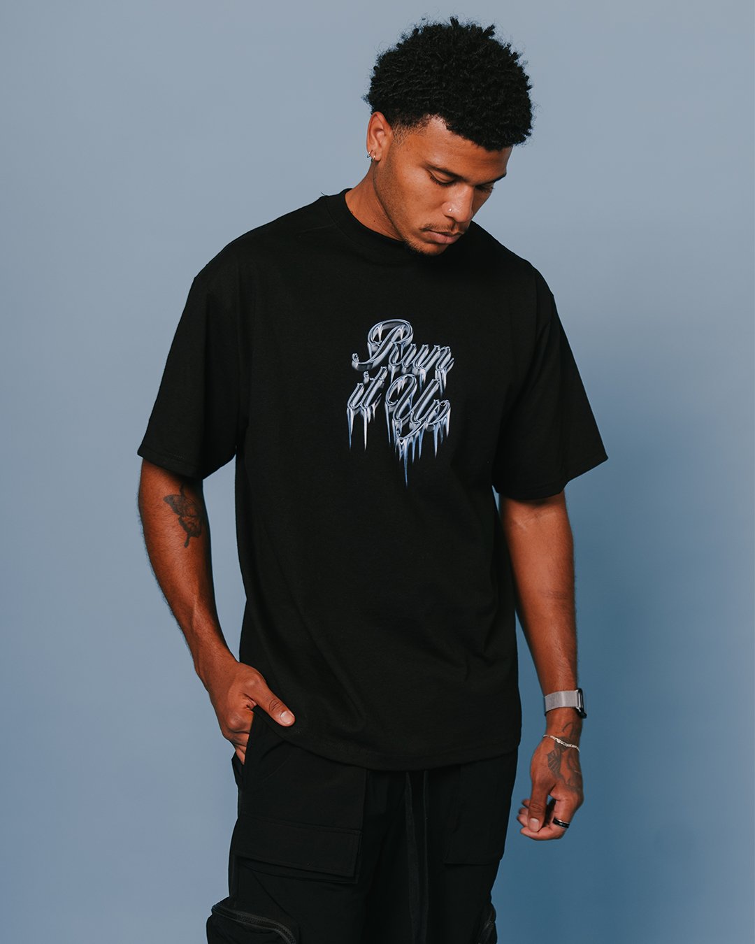 Run it Up Ice Black tee - trainofthoughtcollective