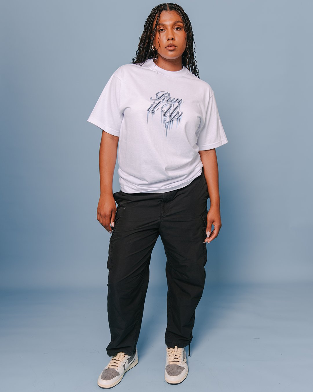 Run it Up Ice White tee - trainofthoughtcollective