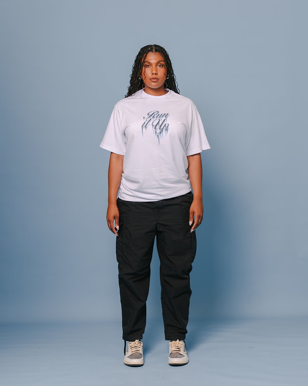 Run it Up Ice White tee - trainofthoughtcollective