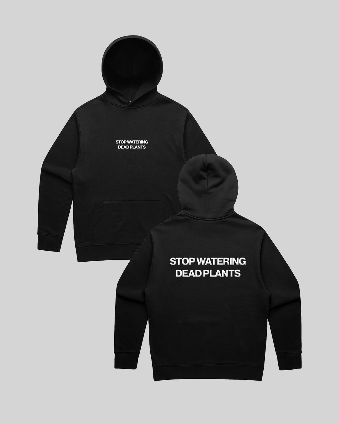 Stop Watering Dead Plants 2.0 Relaxed Black Hoodie - trainofthoughtcollective