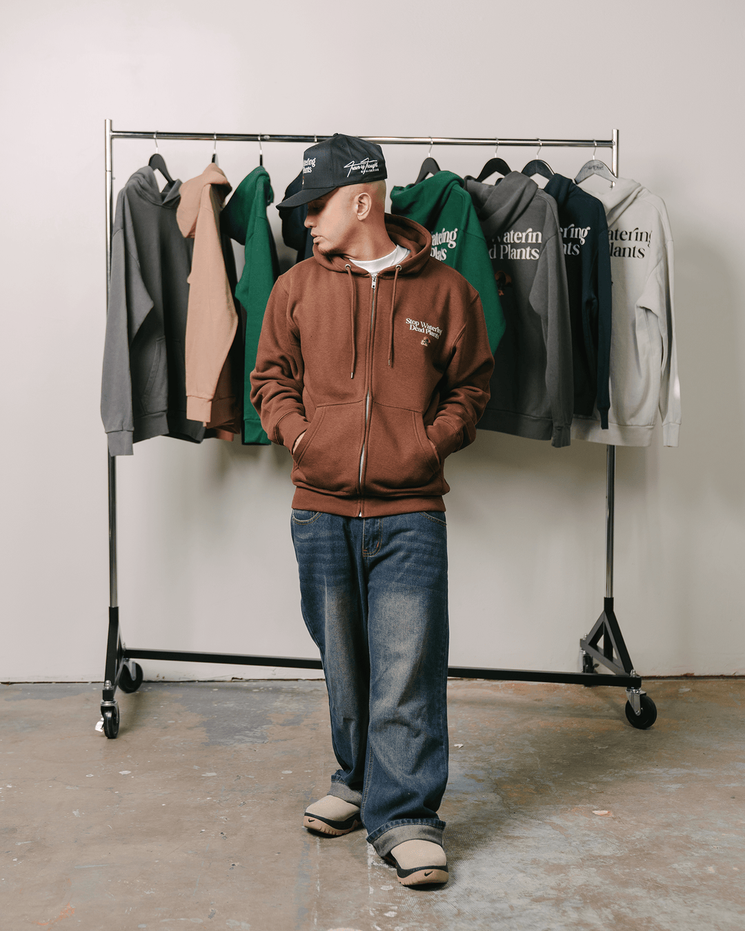 Stop Watering Dead Plants Brown Full Zip Hoodie - trainofthoughtcollective